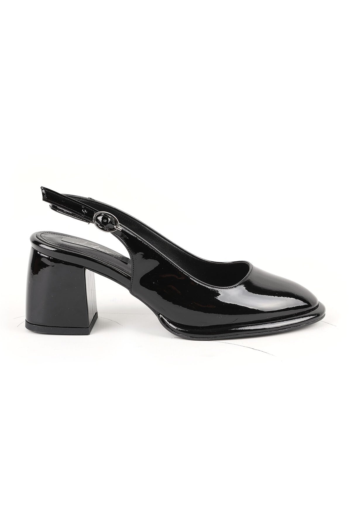 Women's Patent Leather Heeled Shoes Closed Toe Thick Heel Slingback Stylish Office Classic Jurdan Sole085K1008 - MALLTURK