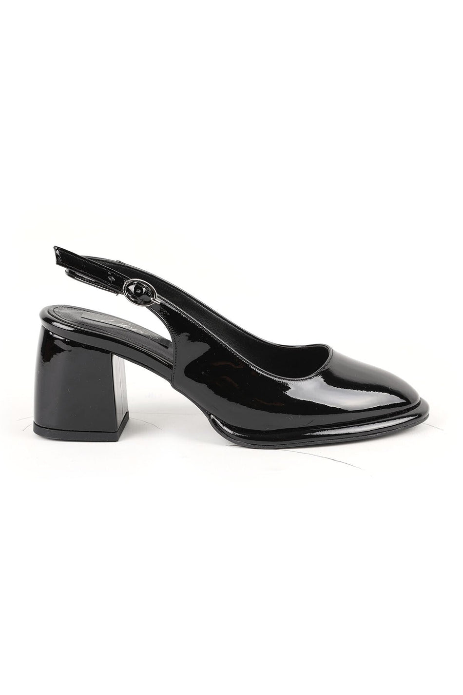 Women's Patent Leather Heeled Shoes Closed Toe Thick Heel Slingback Stylish Office Classic Jurdan Sole085K1008 - MALLTURK
