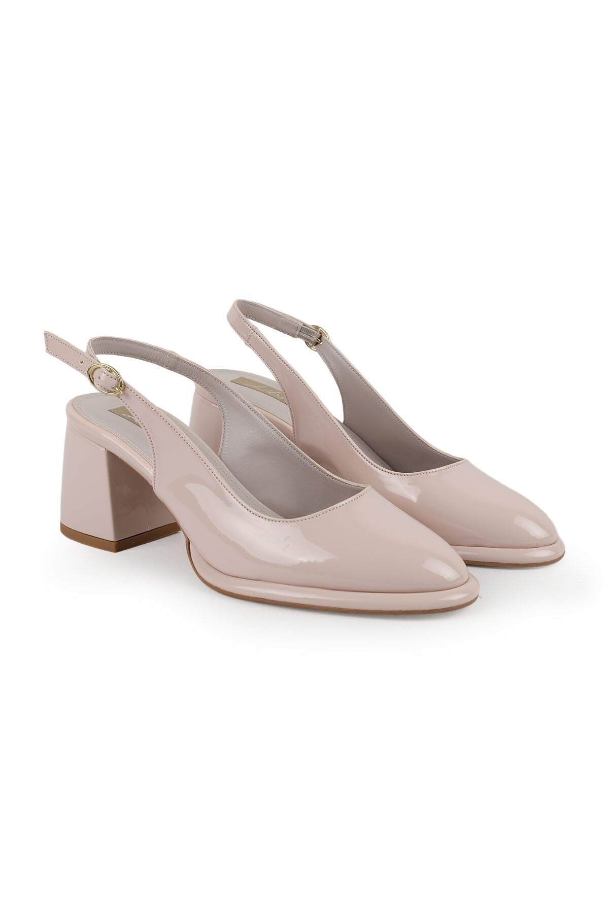 Women's Patent Leather Heeled Shoes Closed Toe Thick Heel Slingback Stylish Office Classic Jurdan Sole085K1008 - MALLTURK