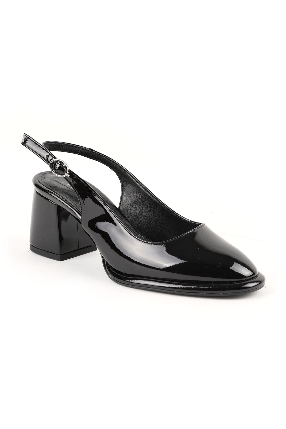 Women's Patent Leather Heeled Shoes Closed Toe Thick Heel Slingback Stylish Office Classic Jurdan Sole085K1008 - MALLTURK