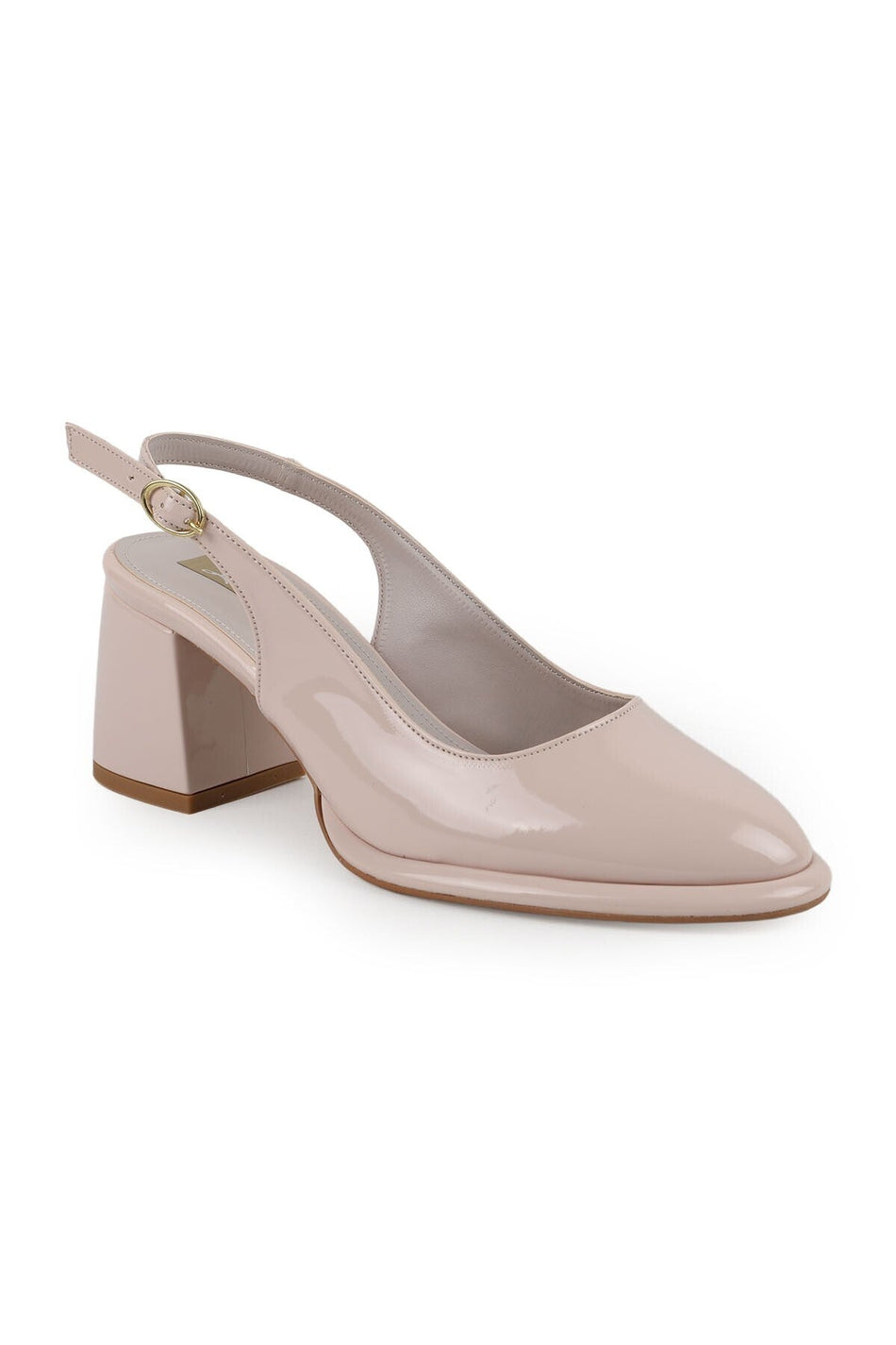 Women's Patent Leather Heeled Shoes Closed Toe Thick Heel Slingback Stylish Office Classic Jurdan Sole085K1008 - MALLTURK