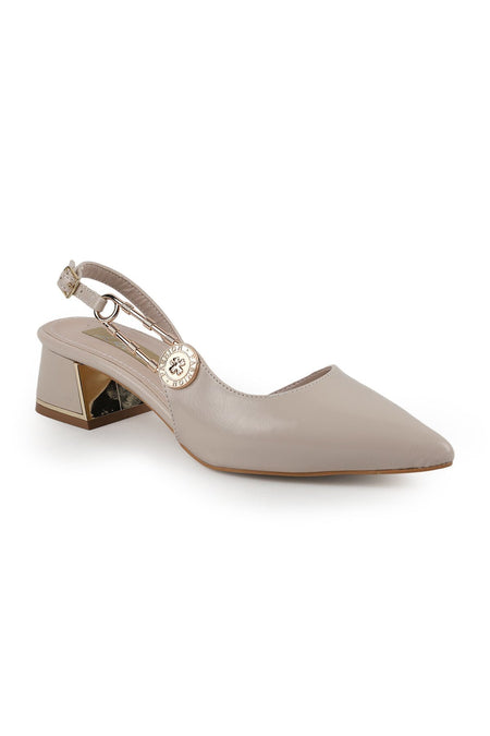 Women's Patent Leather Heeled Shoes Pointed Toe Buckle Detailed Thick Heel Slingback Office Classic L085.K1002 - MALLTURK