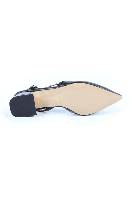Women's Patent Leather Heeled Shoes Pointed Toe Buckle Detailed Thick Heel Slingback Office Classic L085.K1002 - MALLTURK