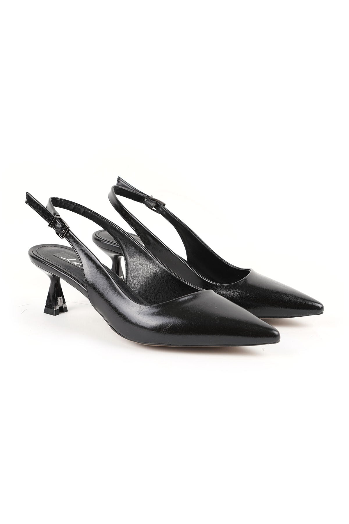 Women's Patent Leather Heeled Shoes Pointed Toe Special Design Short Heel Slingback Stylish Office Classic L085.K30 - MALLTURK