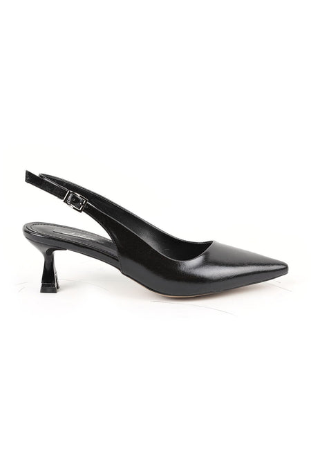 Women's Patent Leather Heeled Shoes Pointed Toe Special Design Short Heel Slingback Stylish Office Classic L085.K30 - MALLTURK
