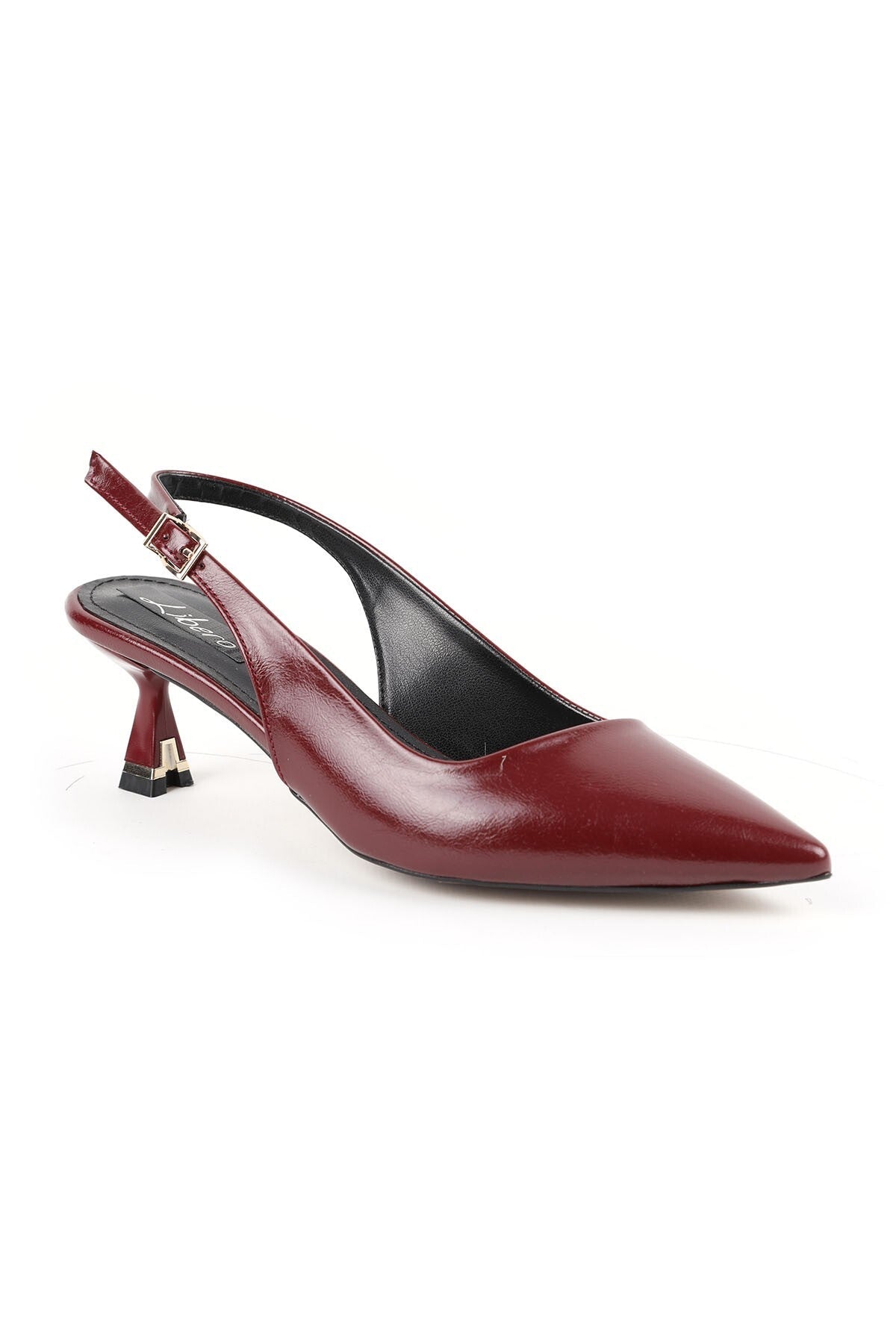 Women's Patent Leather Heeled Shoes Pointed Toe Special Design Short Heel Slingback Stylish Office Classic L085.K30 - MALLTURK