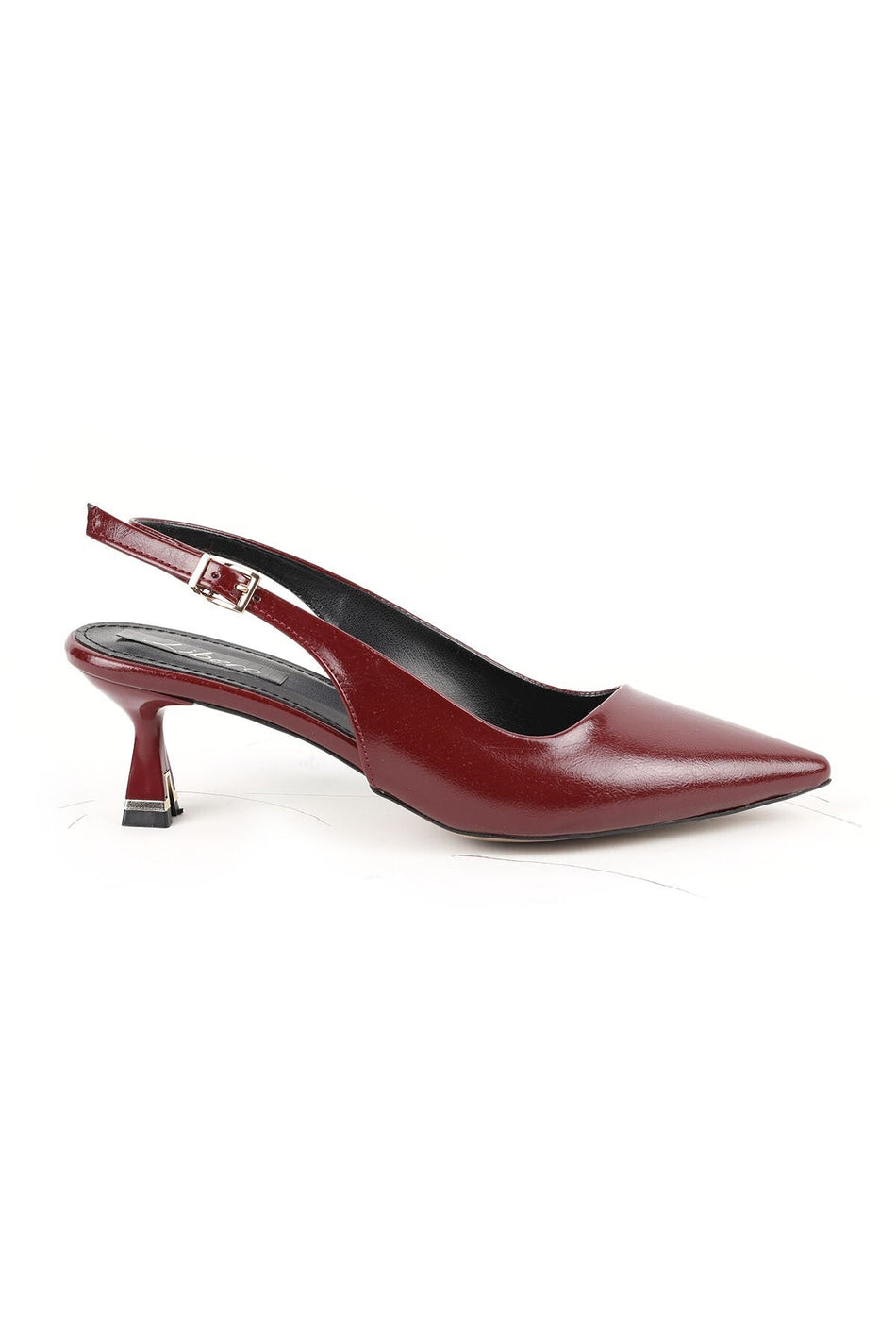 Women's Patent Leather Heeled Shoes Pointed Toe Special Design Short Heel Slingback Stylish Office Classic L085.K30 - MALLTURK