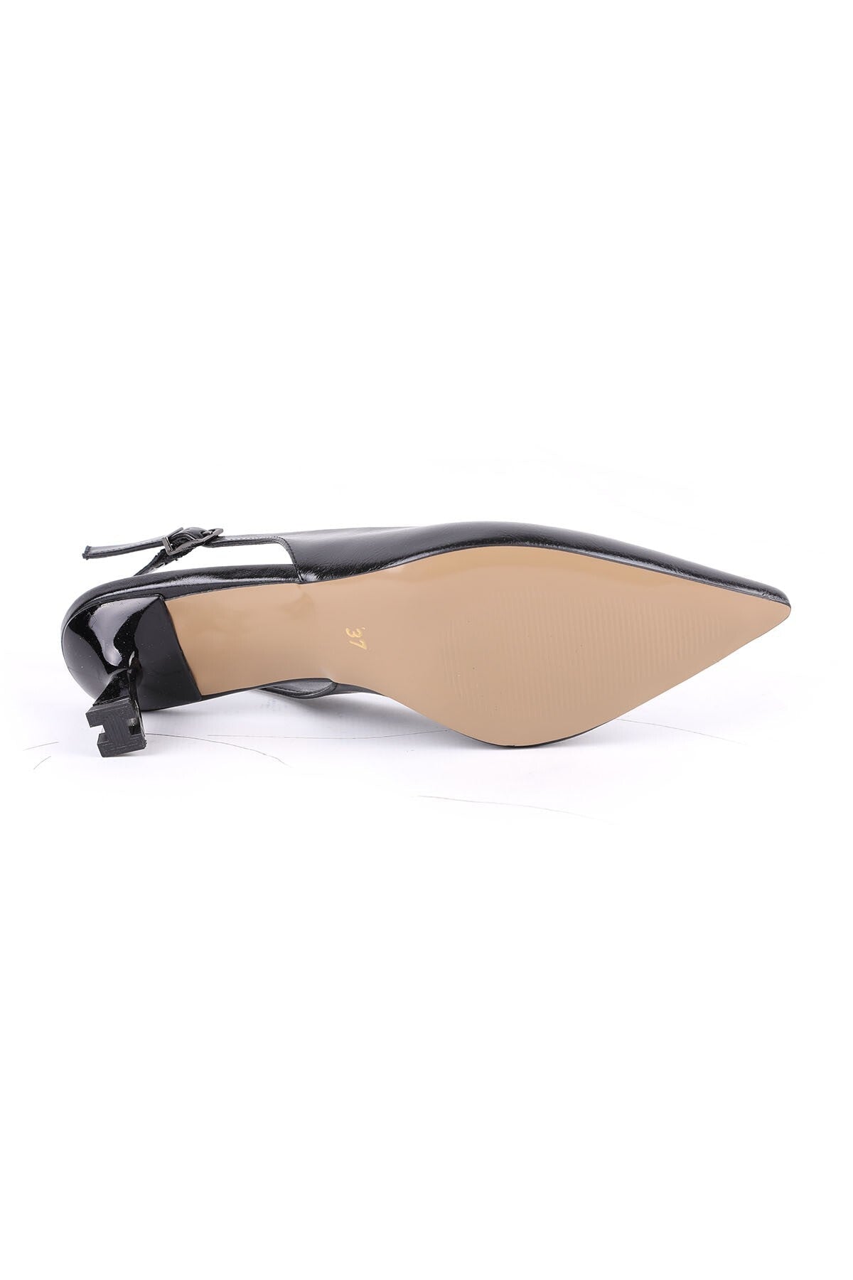 Women's Patent Leather Heeled Shoes Pointed Toe Special Design Short Heel Slingback Stylish Office Classic L085.K30 - MALLTURK