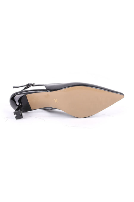Women's Patent Leather Heeled Shoes Pointed Toe Special Design Short Heel Slingback Stylish Office Classic L085.K30 - MALLTURK
