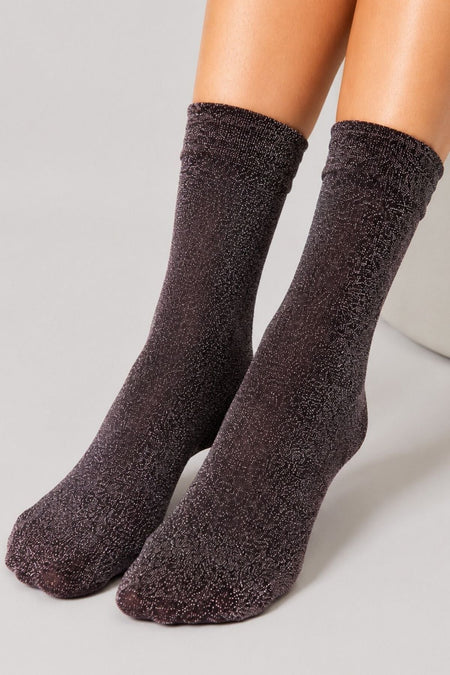 Women's Purple Reflective Glittery Sparkly Socks - MALLTURK