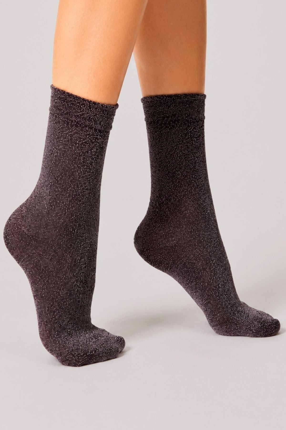 Women's Purple Reflective Glittery Sparkly Socks - MALLTURK