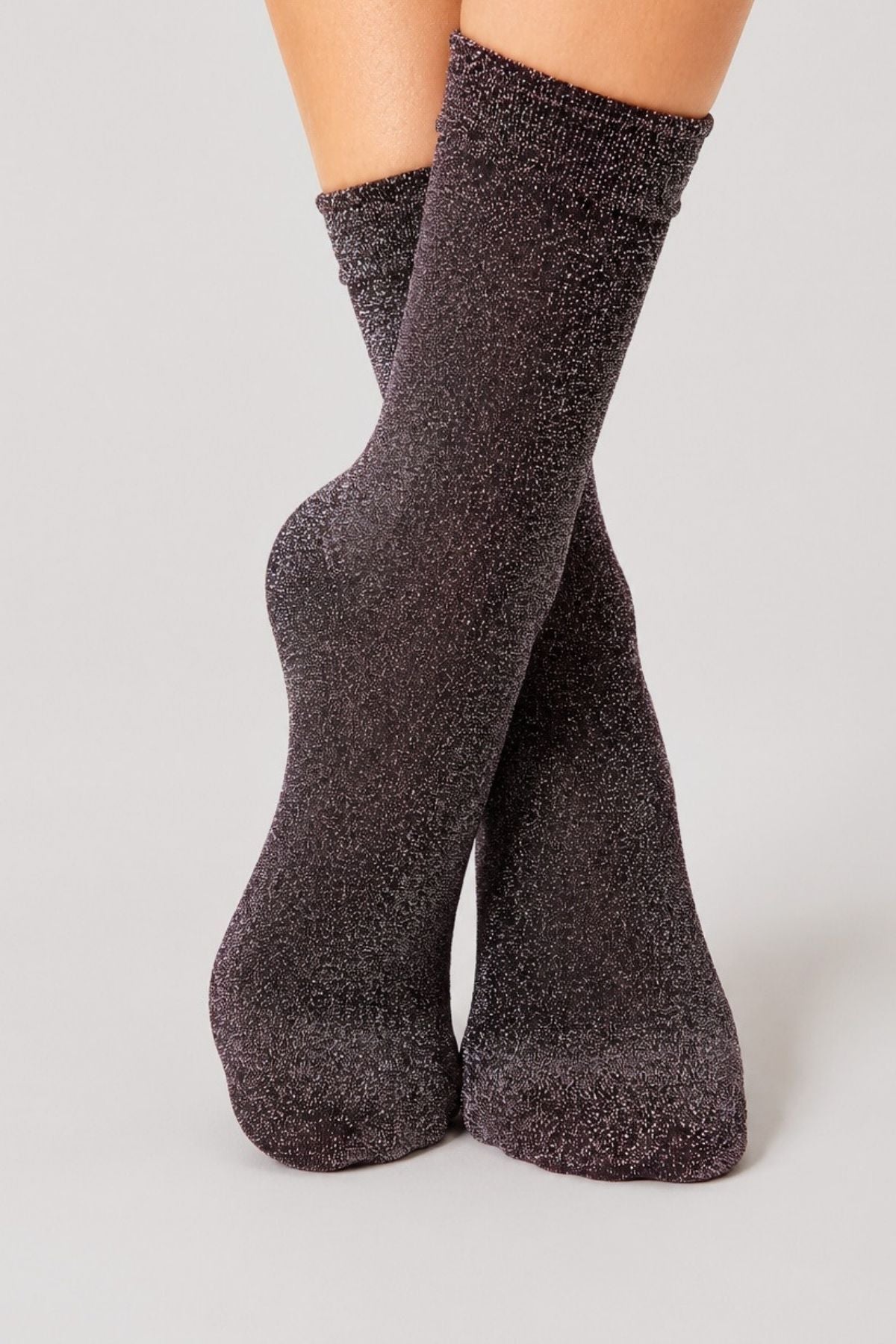 Women's Purple Reflective Glittery Sparkly Socks - MALLTURK