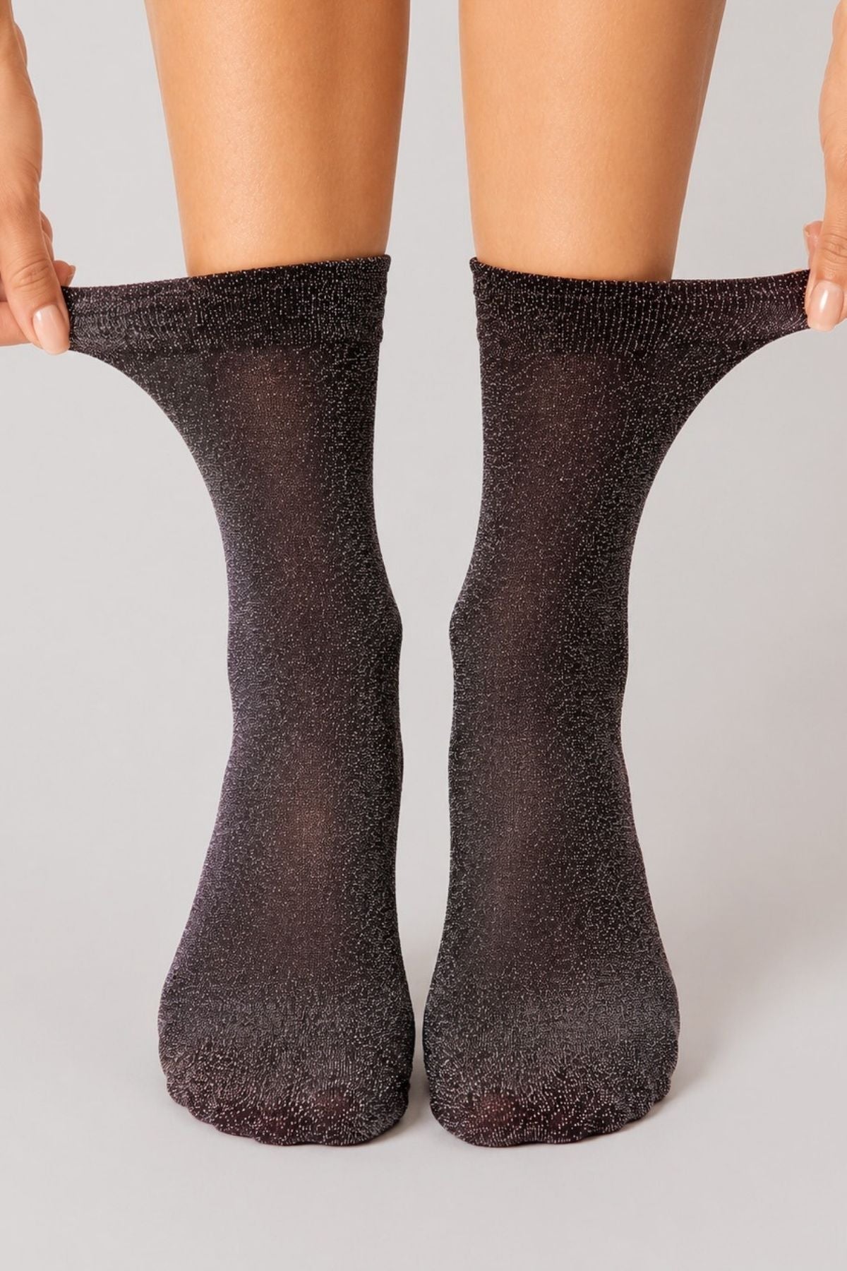 Women's Purple Reflective Glittery Sparkly Socks - MALLTURK