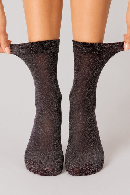 Women's Purple Reflective Glittery Sparkly Socks - MALLTURK