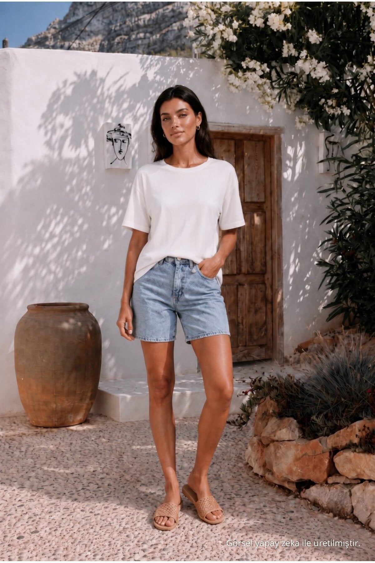 Women's Round Neck Relaxed Fit Short Sleeve Basic T-Shirt WHITE - MALLTURK