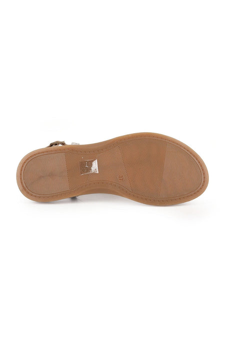 Women's Sandals Antique Snake Pattern Buckle Detailed Flip-Flop Flat Flexible Thermo Sole Summer L082.26614 - MALLTURK