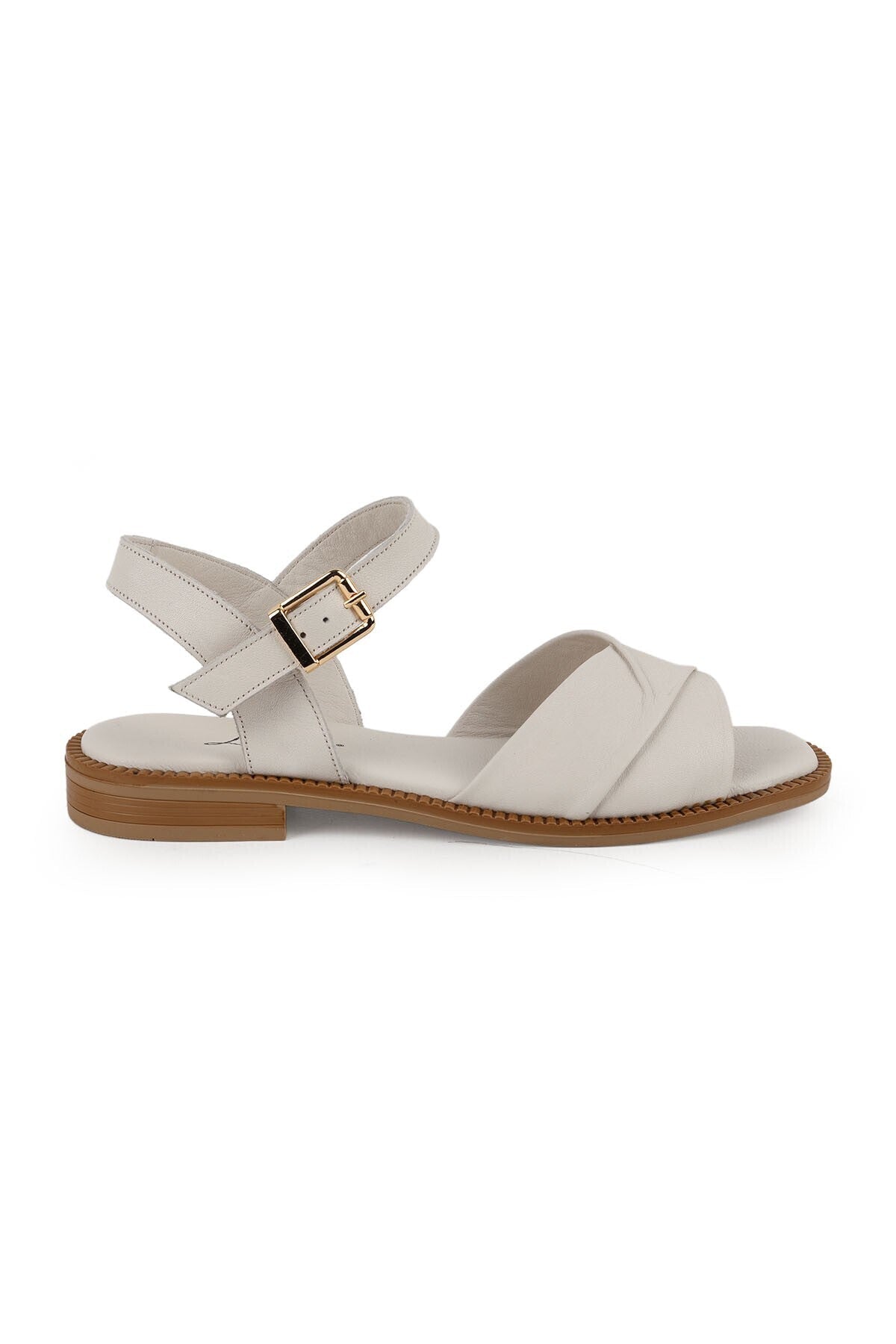 Women's Sandals Asymmetrical Folded Cross-Strapped Ankle Buckle Thermo Sole Antique Leather L060.133 - MALLTURK