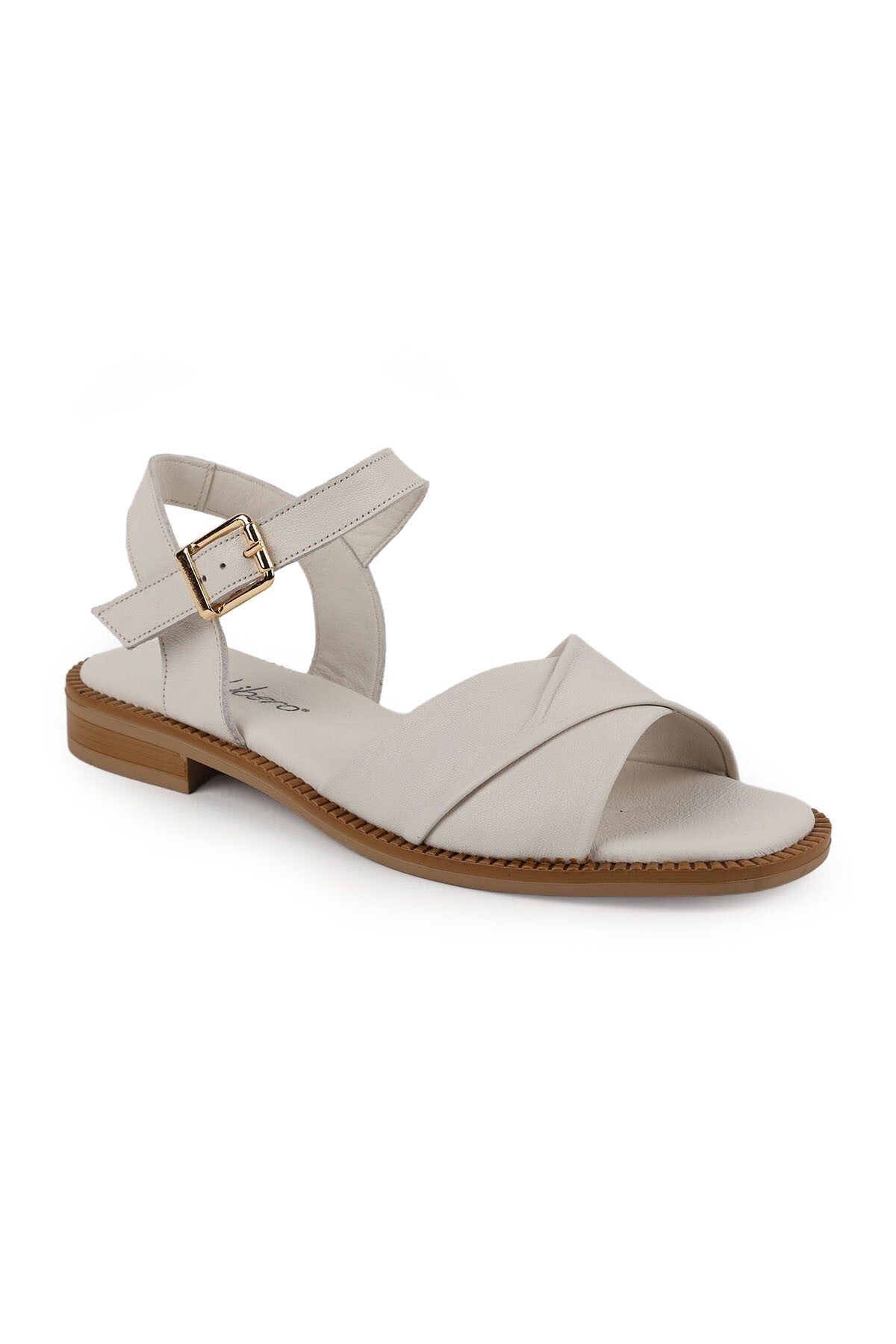 Women's Sandals Asymmetrical Folded Cross-Strapped Ankle Buckle Thermo Sole Antique Leather L060.133 - MALLTURK
