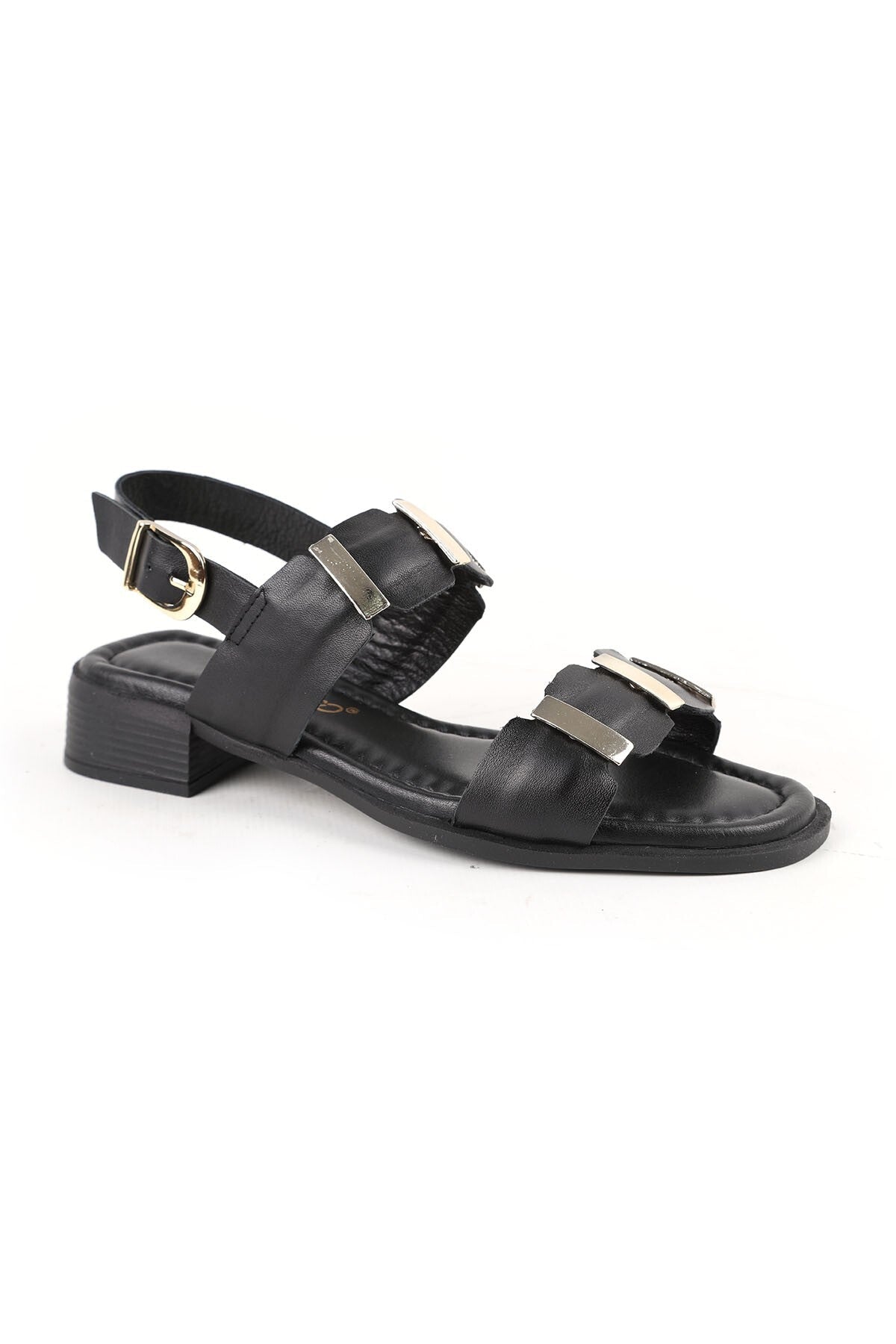 Women's Sandals Casual Double Straps Short Heel Buckle Antique Faux Leather L031.26108023 - MALLTURK