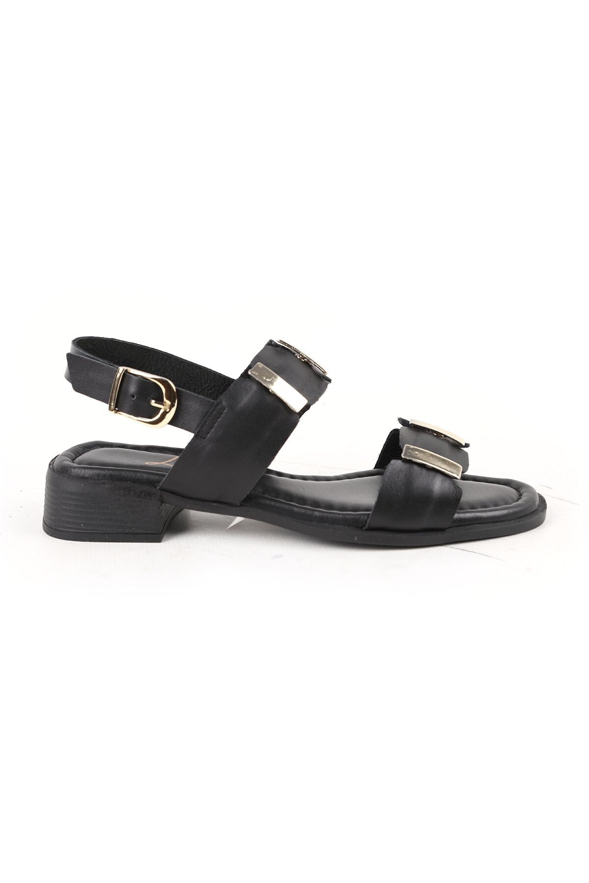 Women's Sandals Casual Double Straps Short Heel Buckle Antique Faux Leather L031.26108023 - MALLTURK