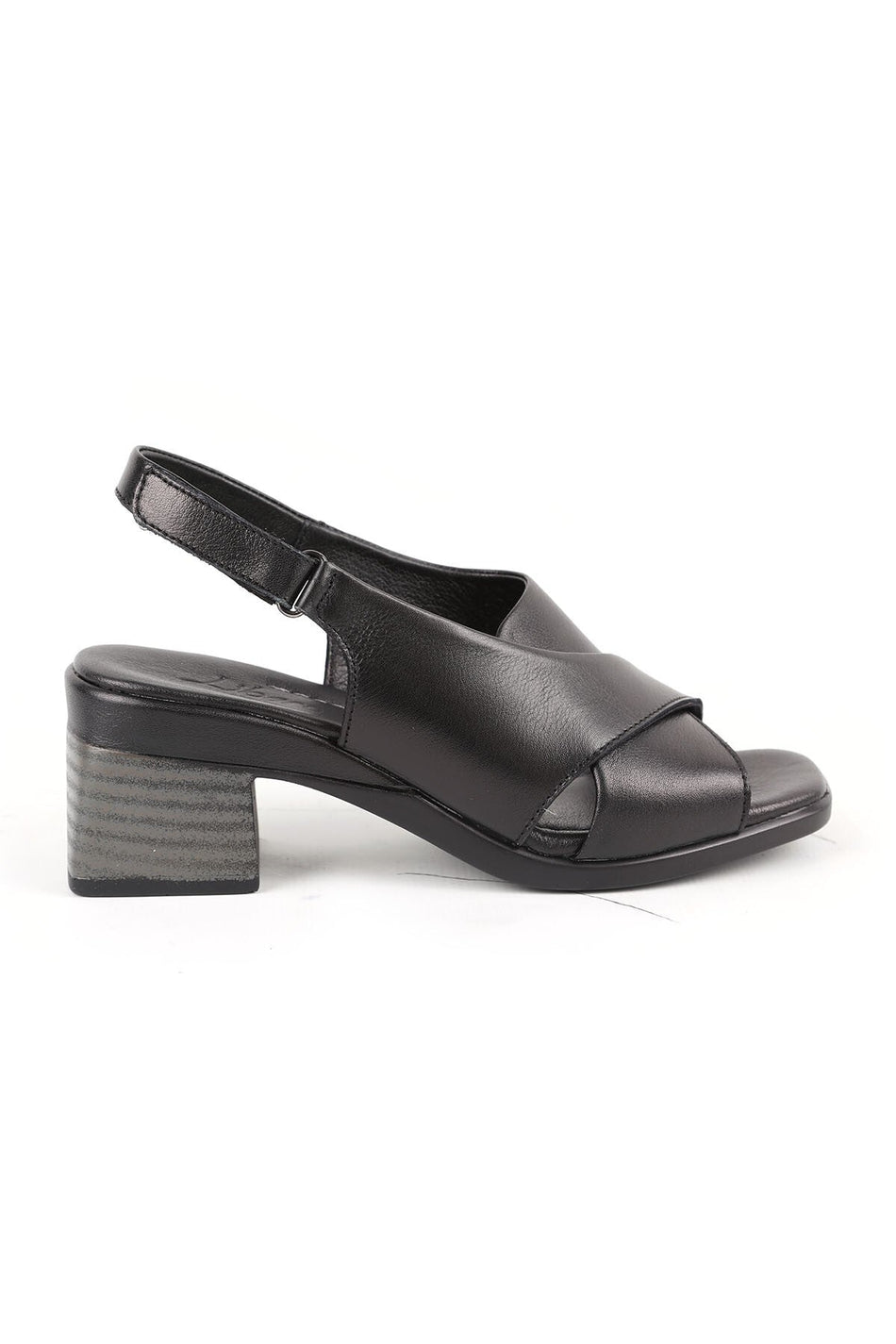 Women's Sandals Cross Wide Strap Sling-Back Thick Medium Heel Leather L078.12101 - MALLTURK