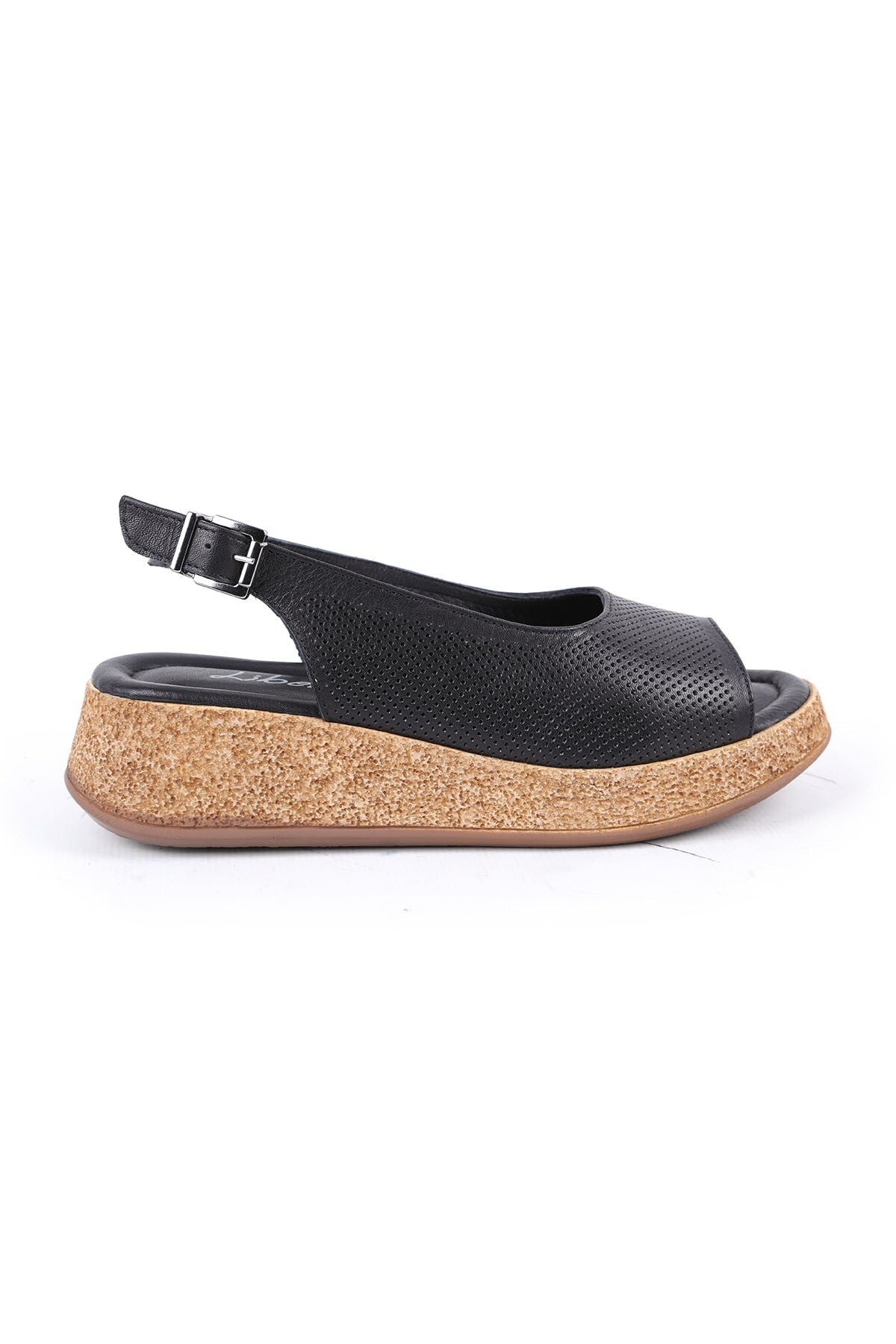 Women's Sandals Daily Anatomical Cork Wedge Sole Laser Cut Buckle Sling-Back L058.15319 - MALLTURK