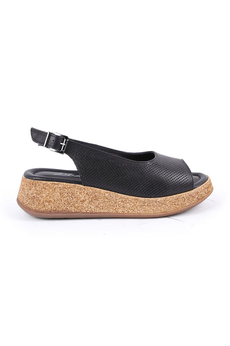 Women's Sandals Daily Anatomical Cork Wedge Sole Laser Cut Buckle Sling-Back L058.15319 - MALLTURK