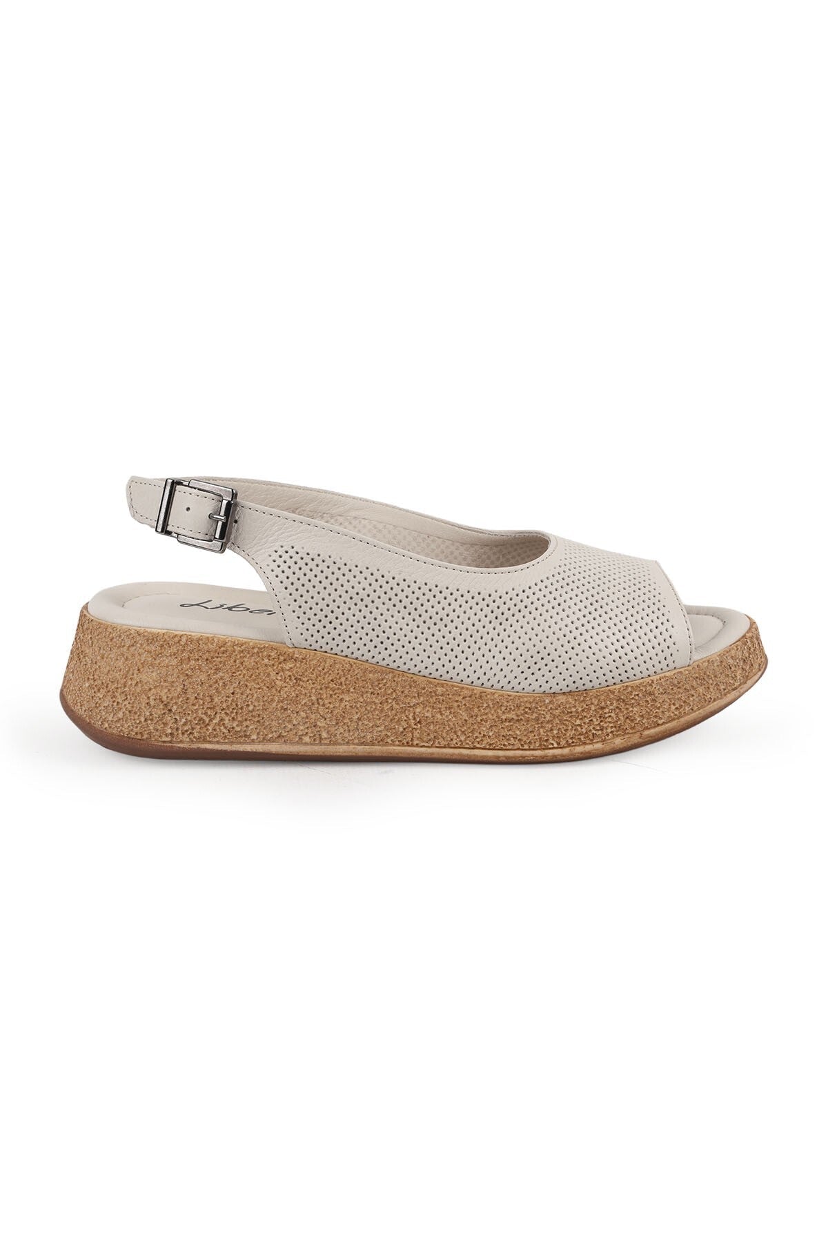 Women's Sandals Daily Anatomical Cork Wedge Sole Laser Cut Buckle Sling-Back L058.15319 - MALLTURK