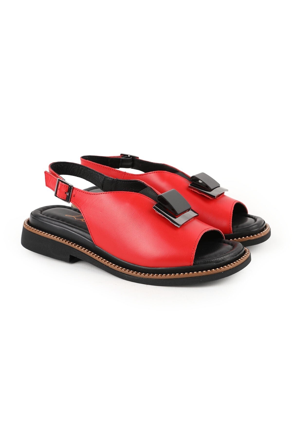 Women's Sandals Daily Anatomical Thick Buckle Sling-Back Faux Leather L031.26107627 - MALLTURK