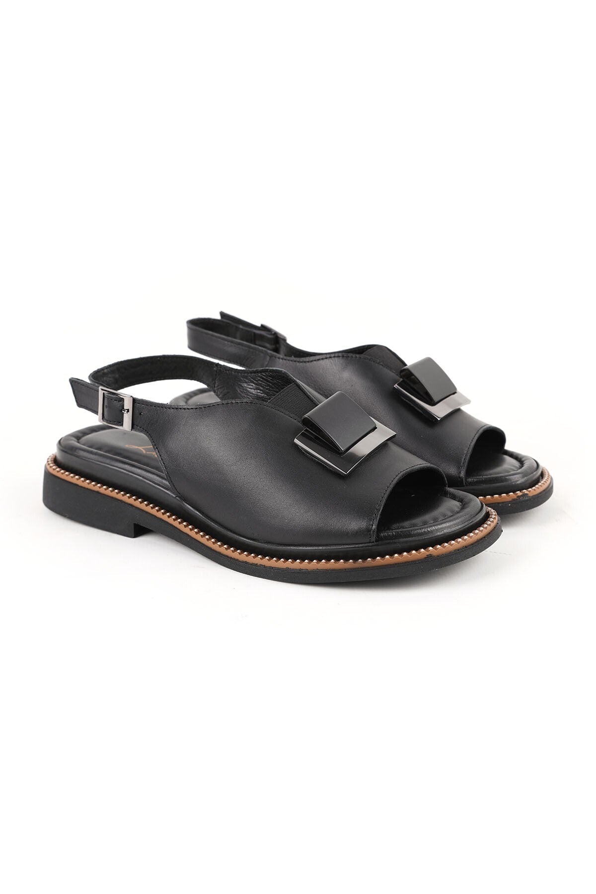 Women's Sandals Daily Anatomical Thick Buckle Sling-Back Faux Leather L031.26107627 - MALLTURK