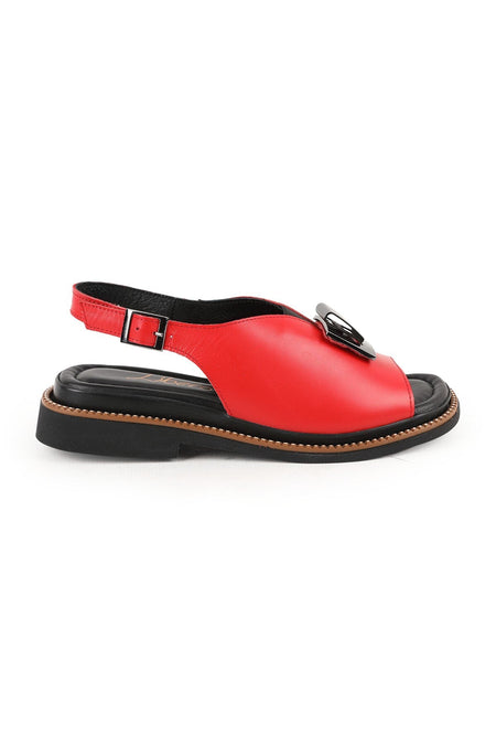 Women's Sandals Daily Anatomical Thick Buckle Sling-Back Faux Leather L031.26107627 - MALLTURK