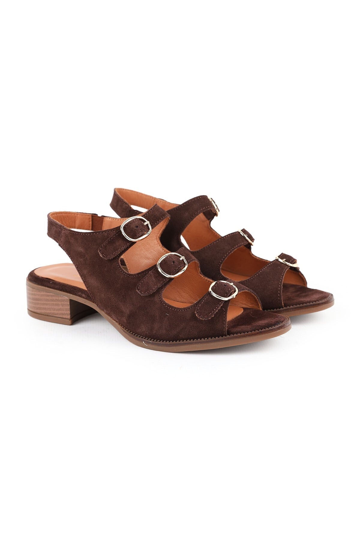 Women's Sandals Daily Suede Short Heeled Multi-Strap Buckle Sling-Back L031.26108623 - MALLTURK