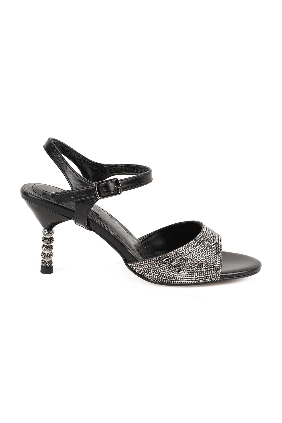 Women's Sandals Stone Embellished Open Toe Special Sphere Heels Evening Dress Night Shoes L085.K94 - MALLTURK