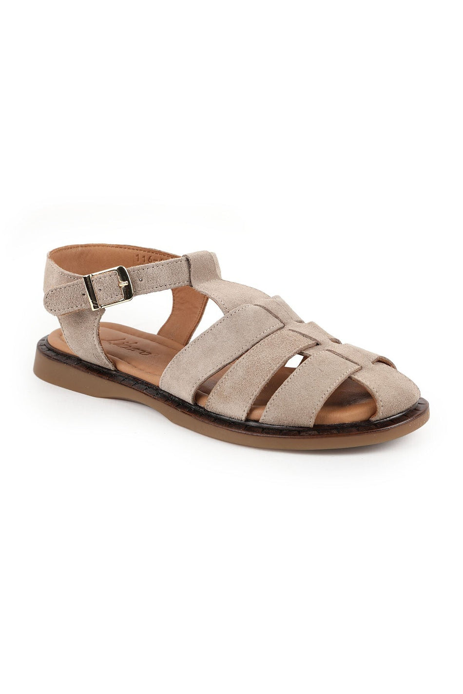 Women's Sandals Suede Multi-Strap Cage Design Flat Flexible Thermo Sole Summer Shoes L082.26600 - MALLTURK