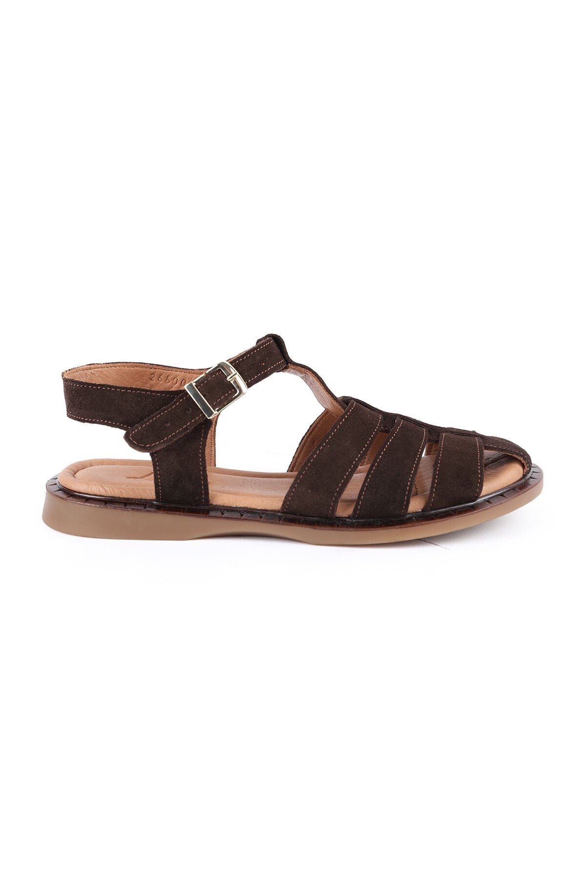 Women's Sandals Suede Multi-Strap Cage Design Flat Flexible Thermo Sole Summer Shoes L082.26600 - MALLTURK