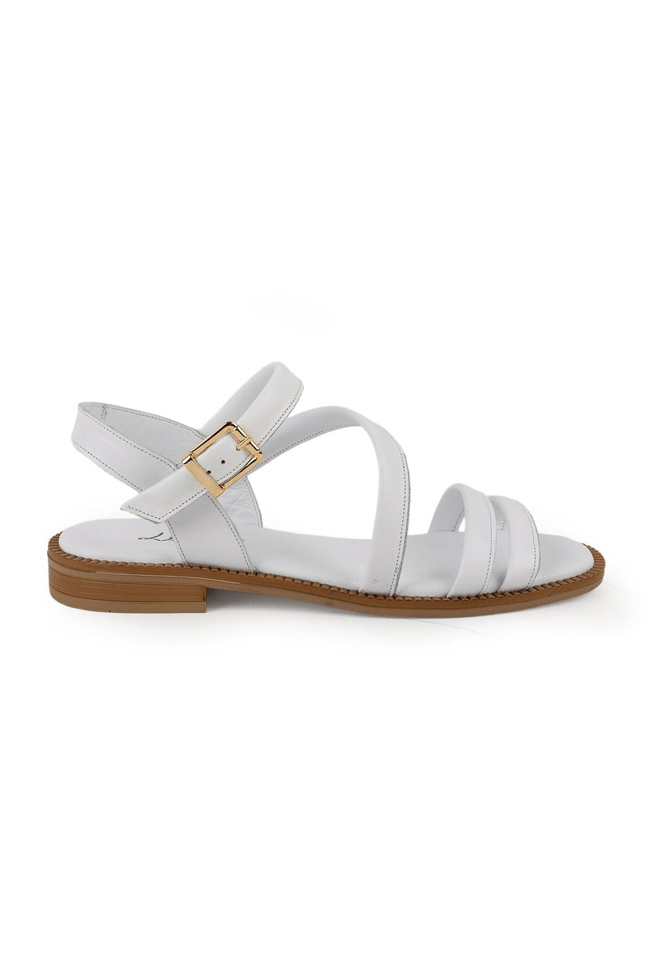 Women's Sandals Thin Cross Straps Ankle Buckle Thermo Sole Casual Antique Leather L060.131 - MALLTURK