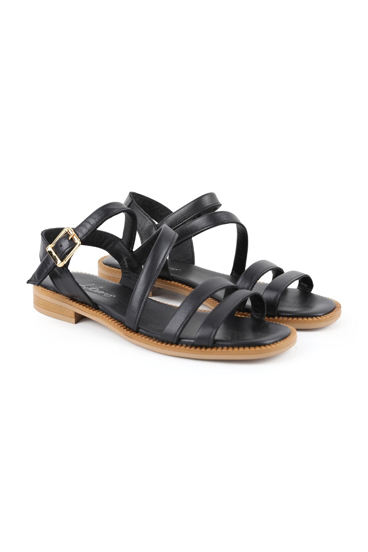 Women's Sandals Thin Cross Straps Ankle Buckle Thermo Sole Casual Antique Leather L060.131 - MALLTURK