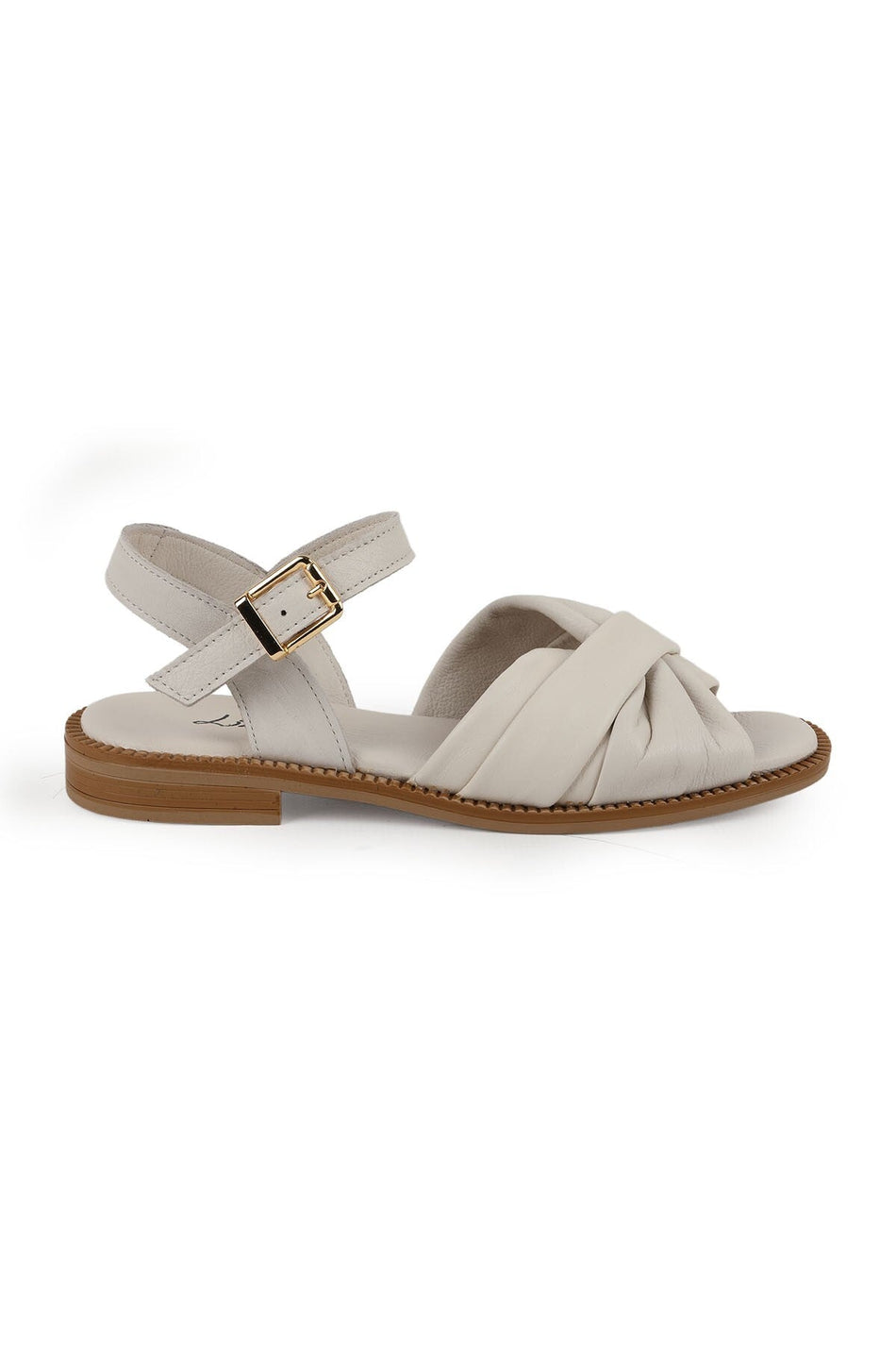 Women's Sandals with Crossed Drawstring Straps and Ankle Buckle, Thermo Sole, Antique Leather L060.447 - MALLTURK
