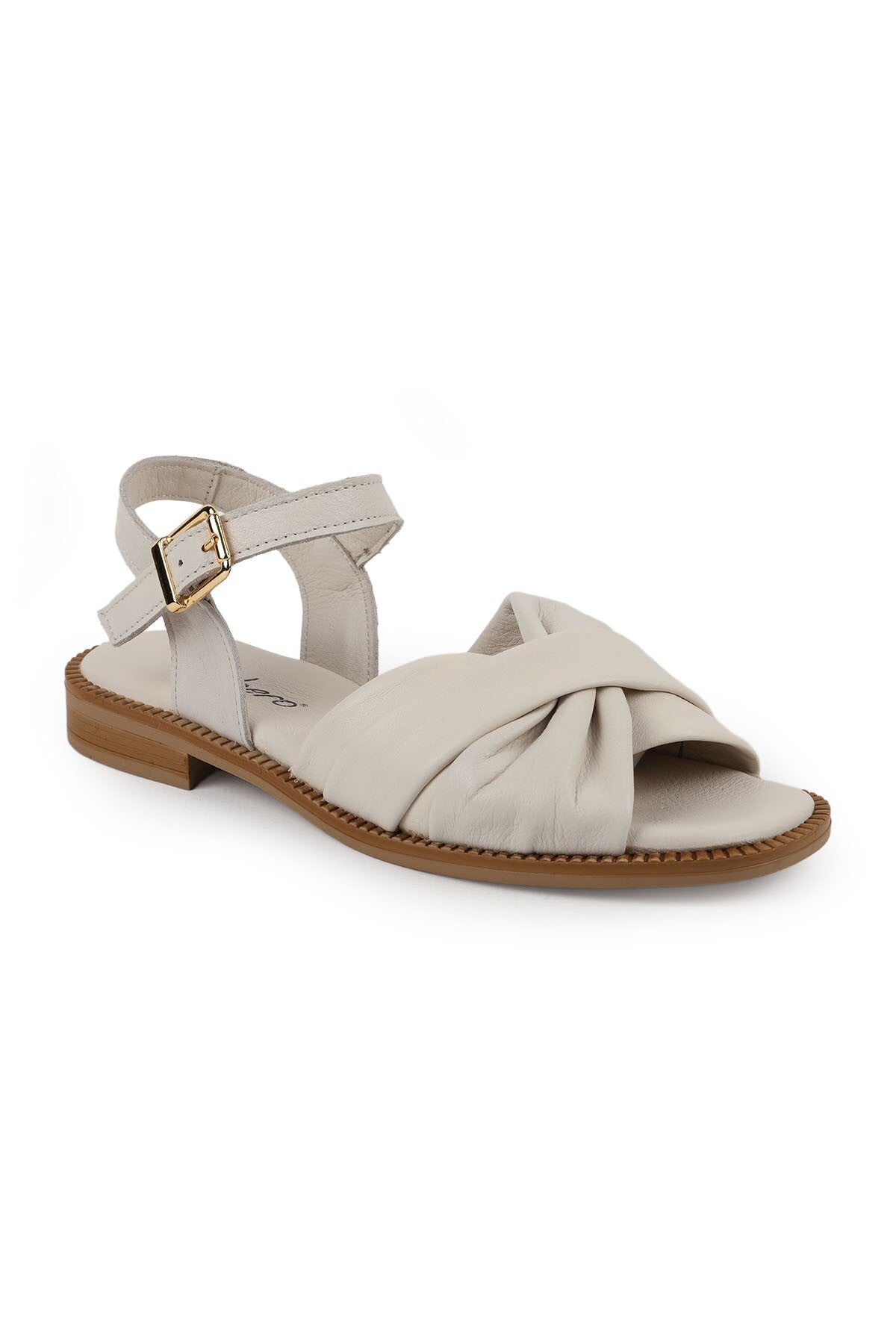Women's Sandals with Crossed Drawstring Straps and Ankle Buckle, Thermo Sole, Antique Leather L060.447 - MALLTURK