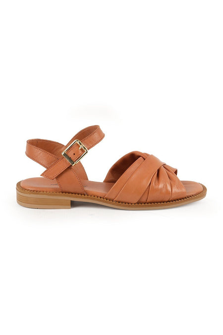 Women's Sandals with Crossed Drawstring Straps and Ankle Buckle, Thermo Sole, Antique Leather L060.447 - MALLTURK