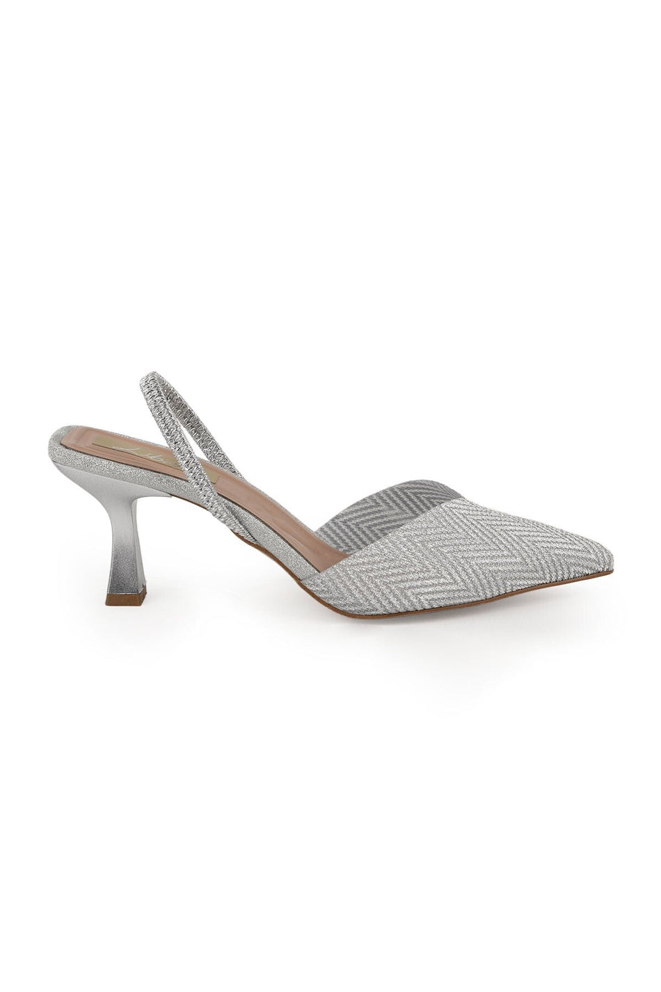 Women's Silvery Heeled Shoes Pointed Toe Flexible Slingback Goblet Heel Stylish Evening Dress Jurdan Solel085K1442 - MALLTURK