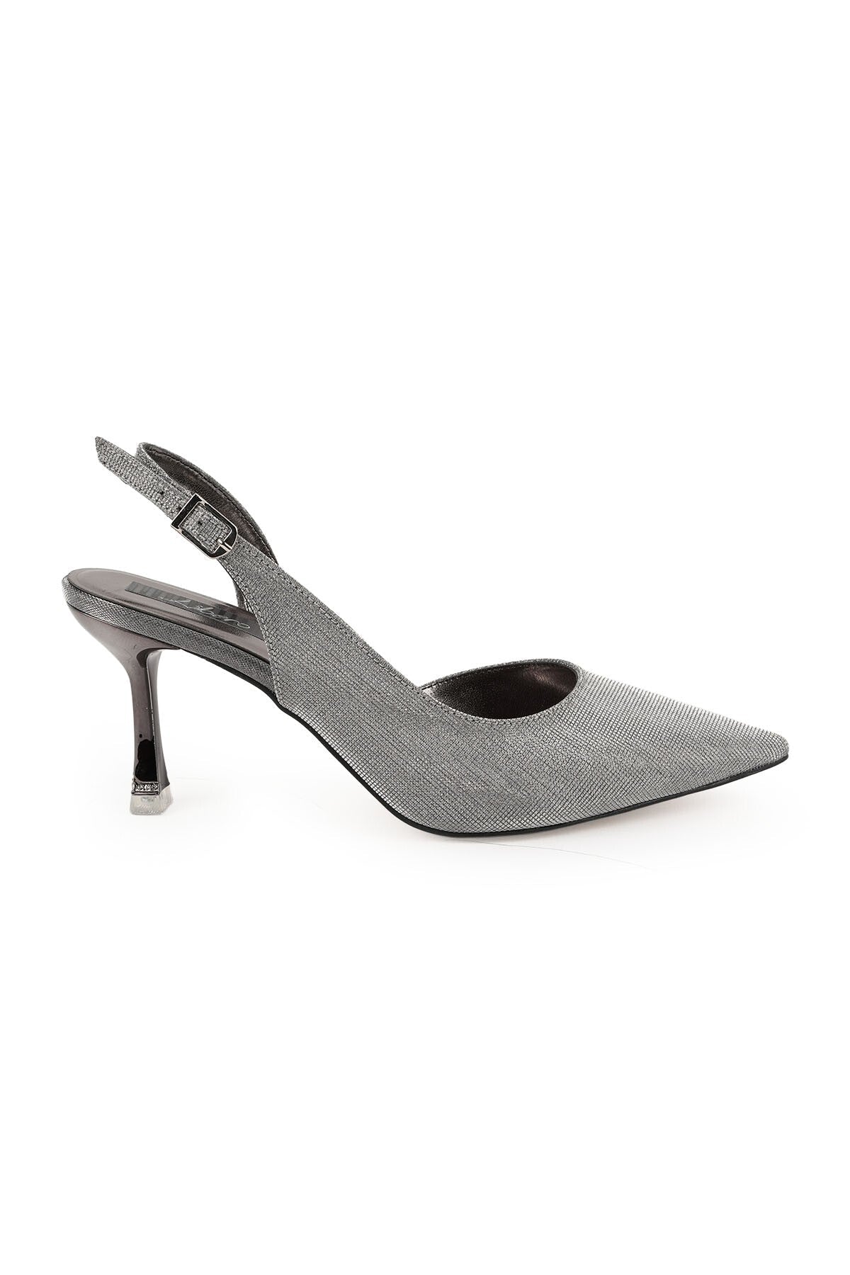 Women's Silvery Heeled Shoes Pointed Toe Thin Heel Slingback Stylish Evening Dress Shoes Jurdan Sole L085.K3000 - MALLTURK