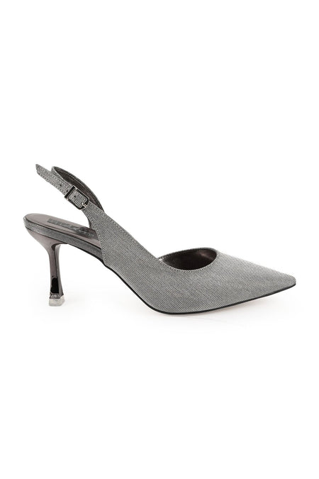 Women's Silvery Heeled Shoes Pointed Toe Thin Heel Slingback Stylish Evening Dress Shoes Jurdan Sole L085.K3000 - MALLTURK