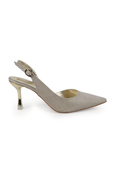 Women's Silvery Heeled Shoes Pointed Toe Thin Heel Slingback Stylish Evening Dress Shoes Jurdan Sole L085.K3000 - MALLTURK