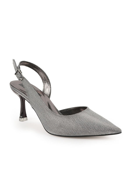 Women's Silvery Heeled Shoes Pointed Toe Thin Heel Slingback Stylish Evening Dress Shoes Jurdan Sole L085.K3000 - MALLTURK