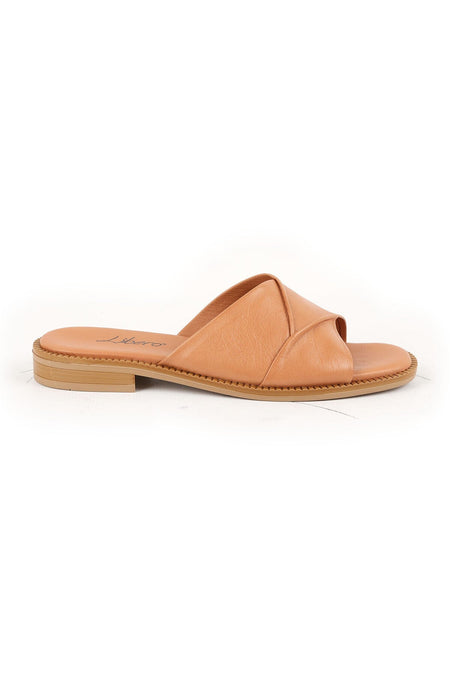 Women's Slippers Daily Genuine Leather Cross-Strapped Anatomical Flat Sole Mother's Shoes L060.134 - MALLTURK