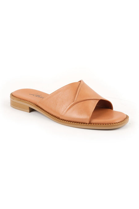 Women's Slippers Daily Genuine Leather Cross-Strapped Anatomical Flat Sole Mother's Shoes L060.134 - MALLTURK