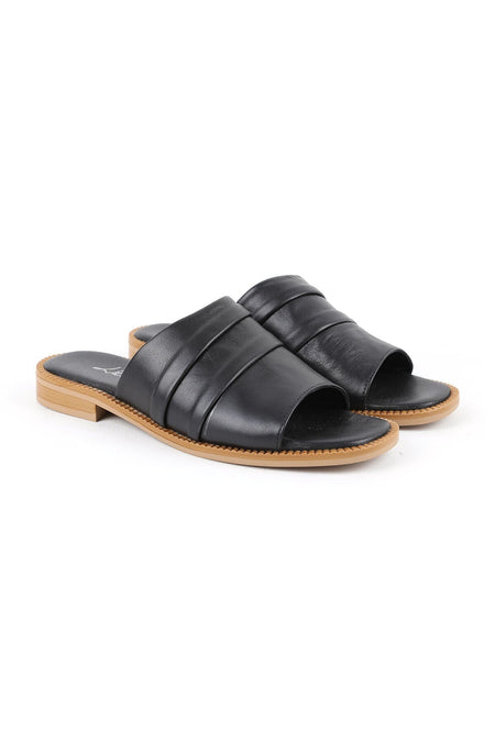 Women's Slippers Daily Genuine Leather Layered Band Anatomical Flat Sole Mother Shoes L060.441 - MALLTURK