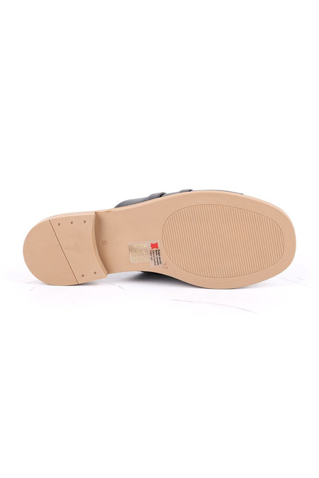 Women's Slippers Daily Genuine Leather Layered Band Anatomical Flat Sole Mother Shoes L060.441 - MALLTURK