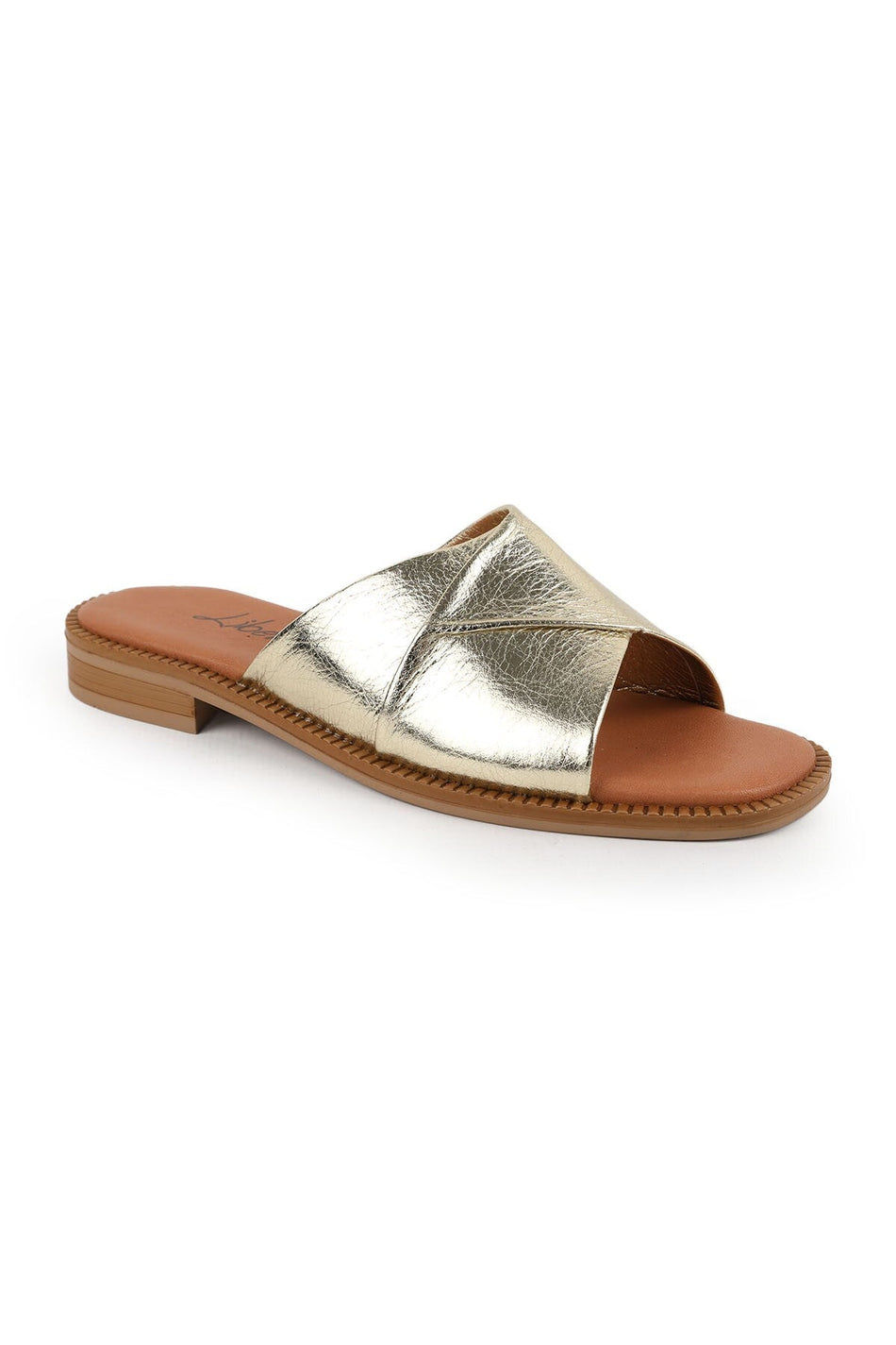 Women's Slippers Daily Genuine Leather Metallic Cross-Strapped Anatomical Flat Sole Mother's Shoes L060.134 - MALLTURK